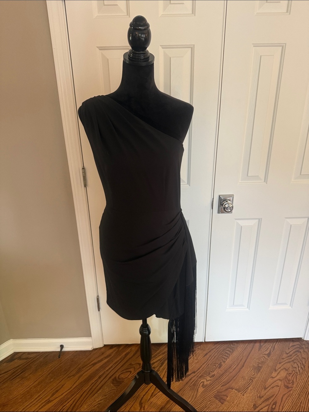 Hutch Black One-Shoulder Fringe Dress